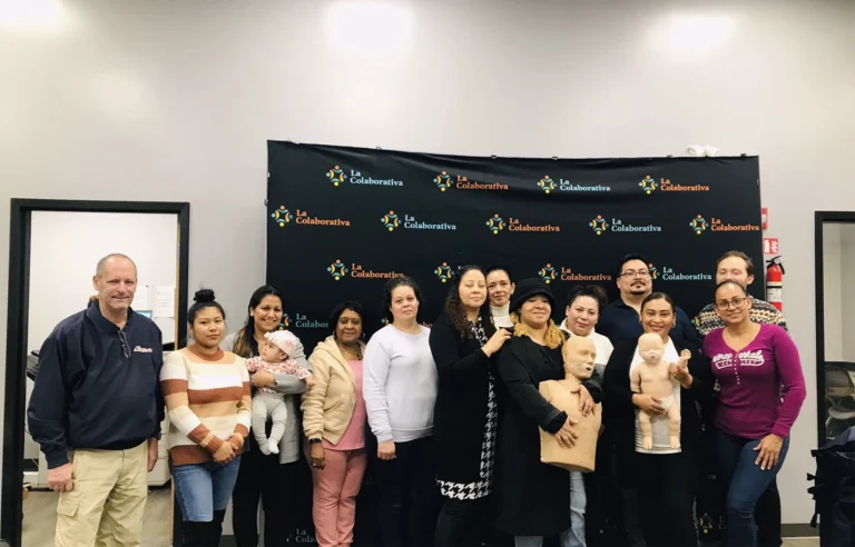 Group of people at taking at CPR course